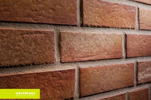 Фасадная плитка (ригель) Stroeher Zeitlos 357 backstein, ригель 400x35x14 мм